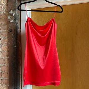 Red Mini Cowlneck Dress